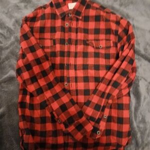 Red and Black Plaid Button-Up Shirt